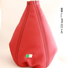 CUFFIA CAMBIO FIAT GRANDE PUNTO ROSSA CUCITURE NERE E BANDIERA ITALIANA