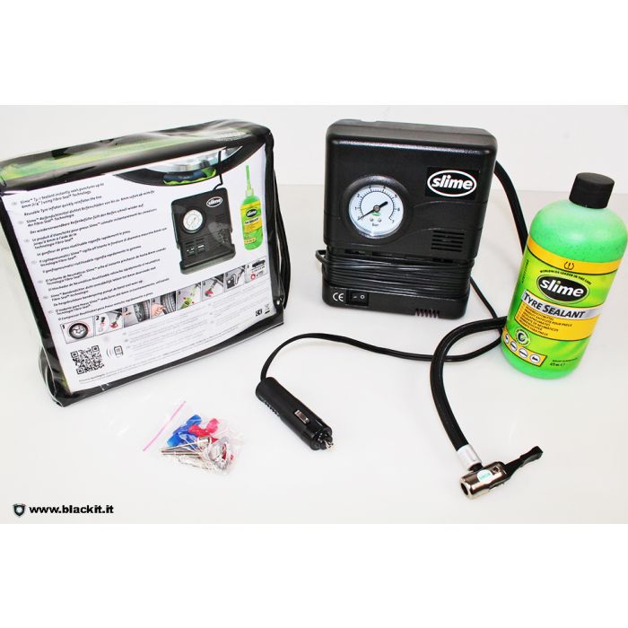 Kit Antiforatura Slime CRK0305-IN Con Sigillante E Compressore - Ripara Pneumatici In 15 Minuti Per Auto E Veicoli